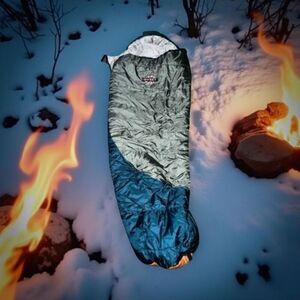 Quest Mummy Style Sleeping Bag, Gray & Orange, Polaris II, 3 lbs Fill Air